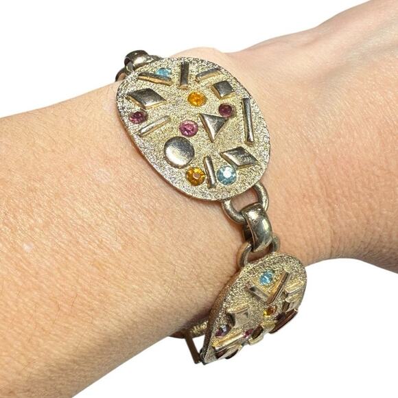 Vtg 1959 Signed Sarah Coventry Parure Sultana Bracelet 7.5" Gold Tone Textured - Picture 1 of 7